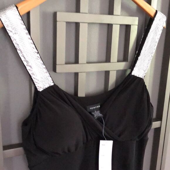 NWT Spense Black with silver mesh A-line dress. Size 8 - Picture 10 of 11